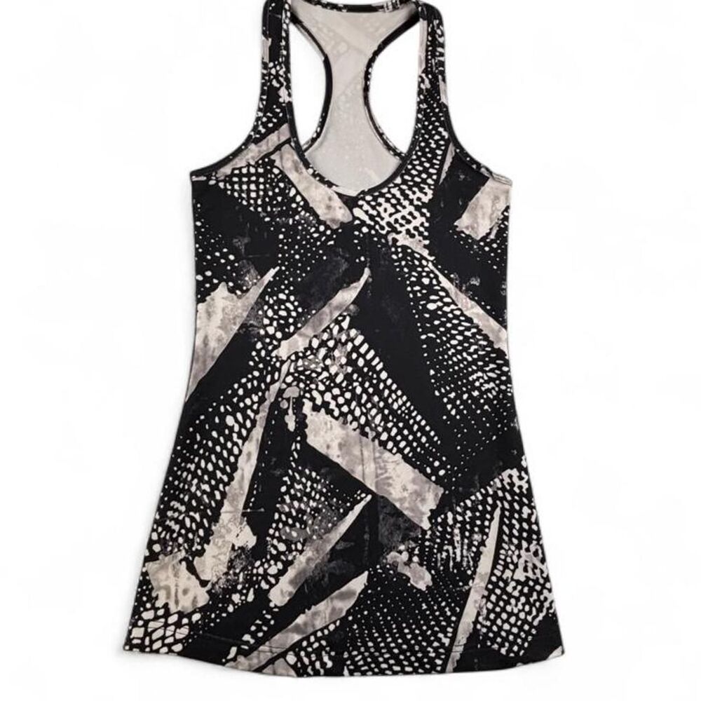 Lululemon Women’s Racerback Tank Top Size 4 Small Black White Abstract Print